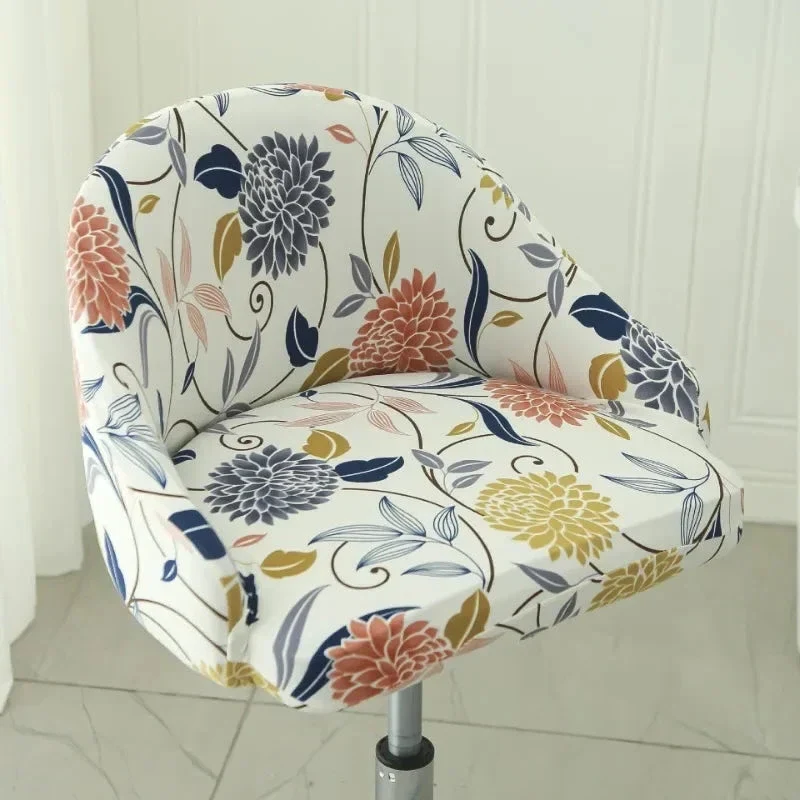 Housse de chaise de bar pivotante petit dossier incurvé et accoudoir lycra - 24 motifs