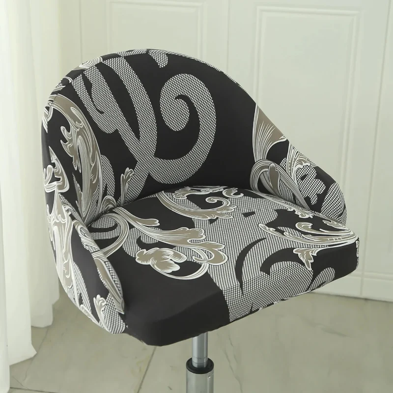 Housse de chaise de bar pivotante petit dossier incurvé et accoudoir lycra - 24 motifs