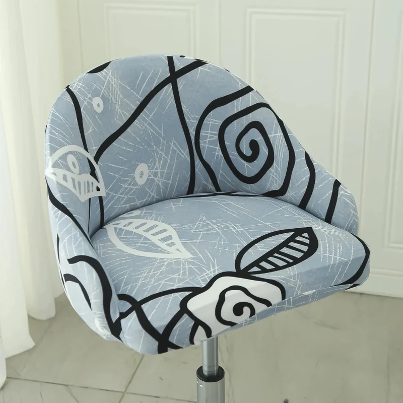Housse de chaise de bar pivotante petit dossier incurvé et accoudoir lycra - 24 motifs