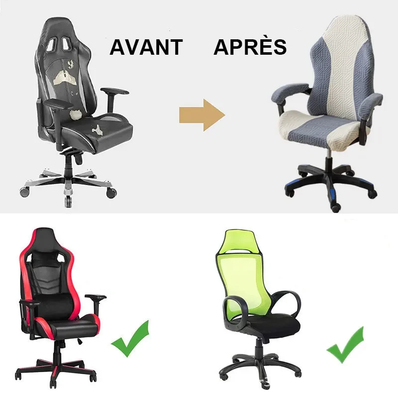 Housse de chaise de bureau extensible nouveau tissu renforcé anti griffes
