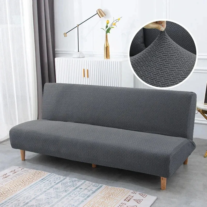 Housse pour canapé-lit, clic-clac, canapé sans accoudoirs velours damassé
