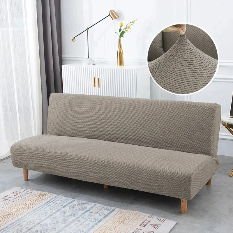Housse pour canapé-lit, clic-clac, canapé sans accoudoirs velours damassé