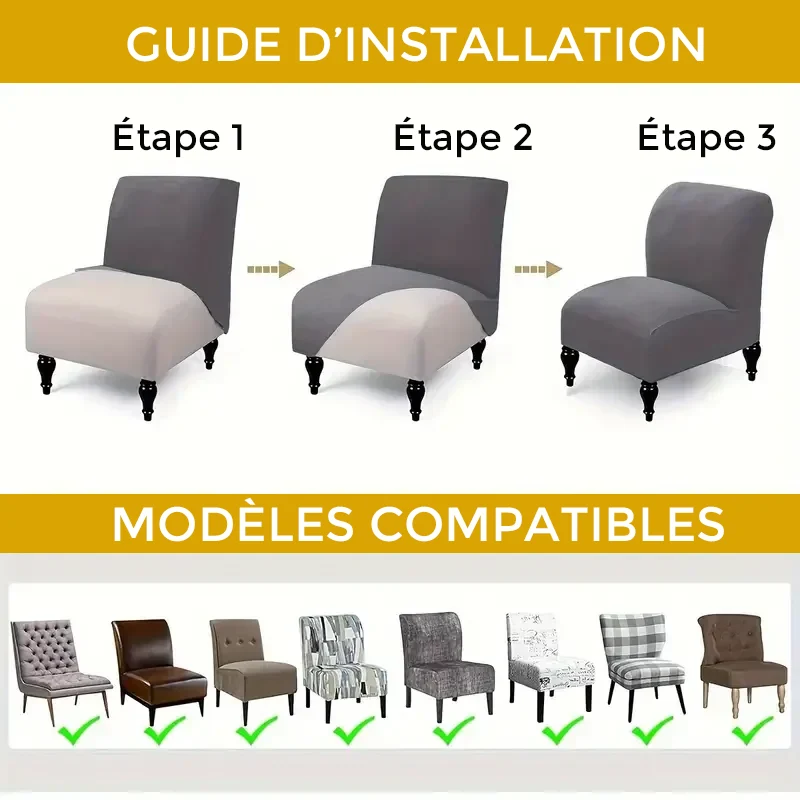 Housse pour chauffeuse, fauteuil bas sans accoudoir pur velours