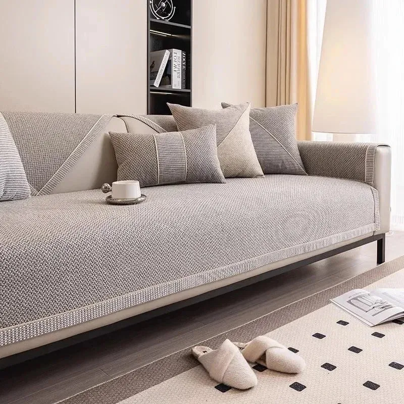Housse de canapé antidérapante pur coton tressé twill denim anti griffures
