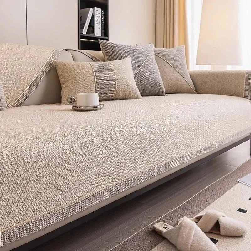 Housse de canapé antidérapante pur coton tressé twill denim anti griffures