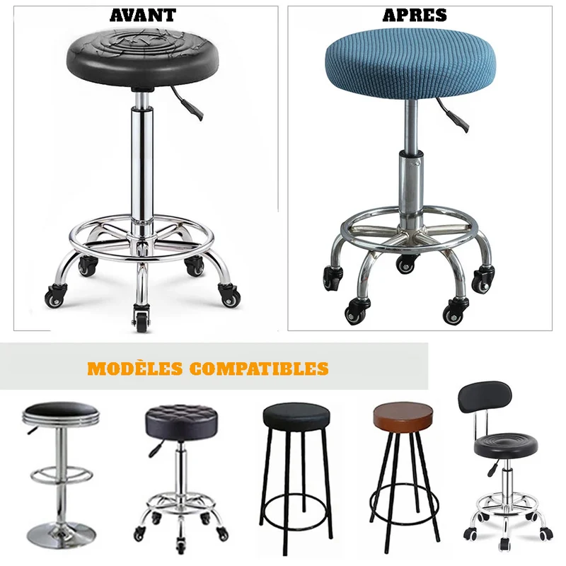 Housse de tabouret rond super extensible micro fibres