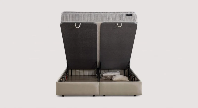 Lit coffre avec tête de lit AMSTERDAM Zeugma Beige