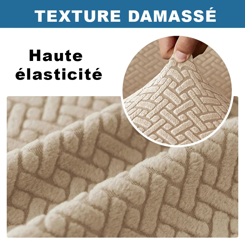 Housse de coussin extensible pour canapé velours damassé