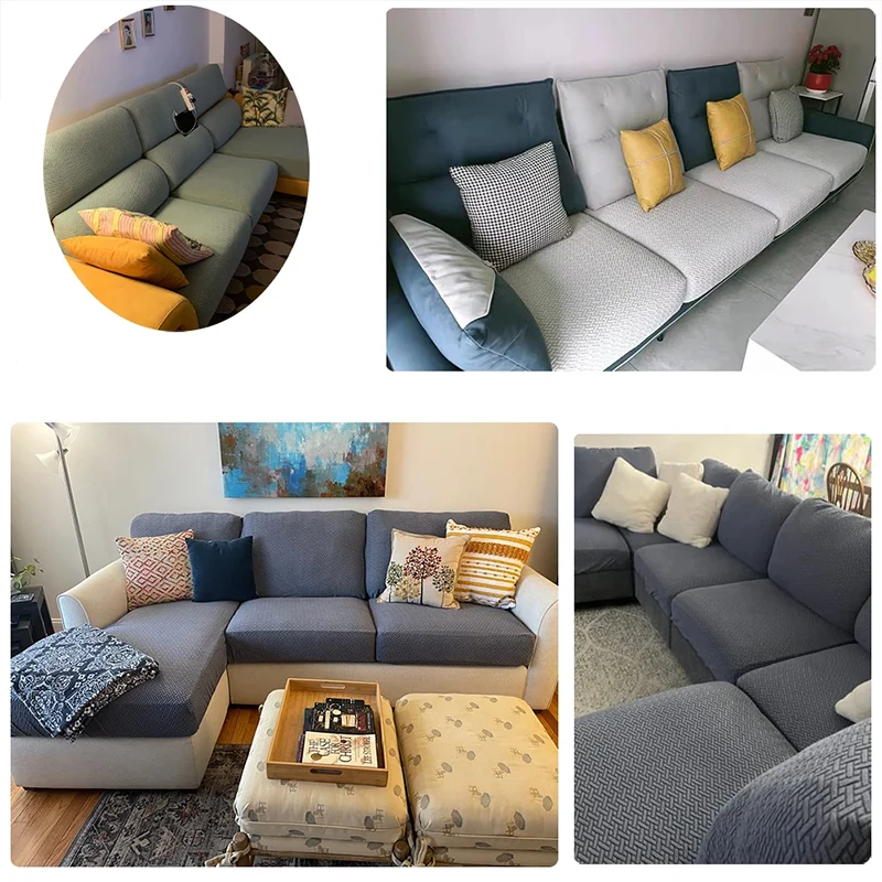 Housse de coussin extensible pour canapé velours damassé