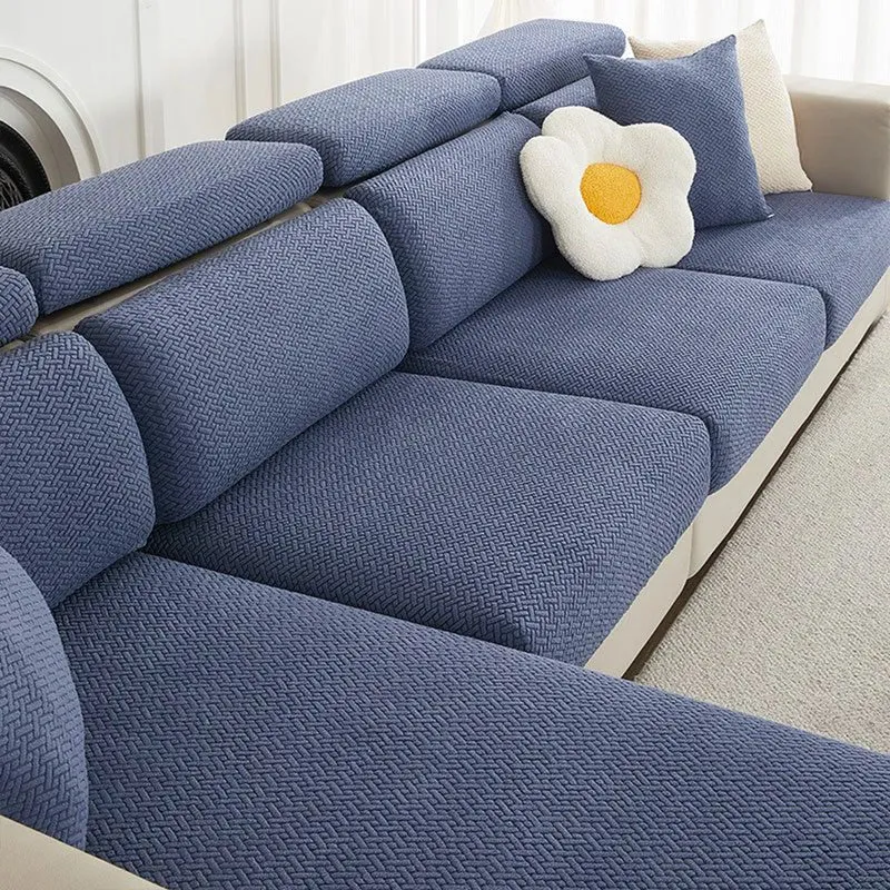 Housse de coussin extensible pour canapé velours damassé