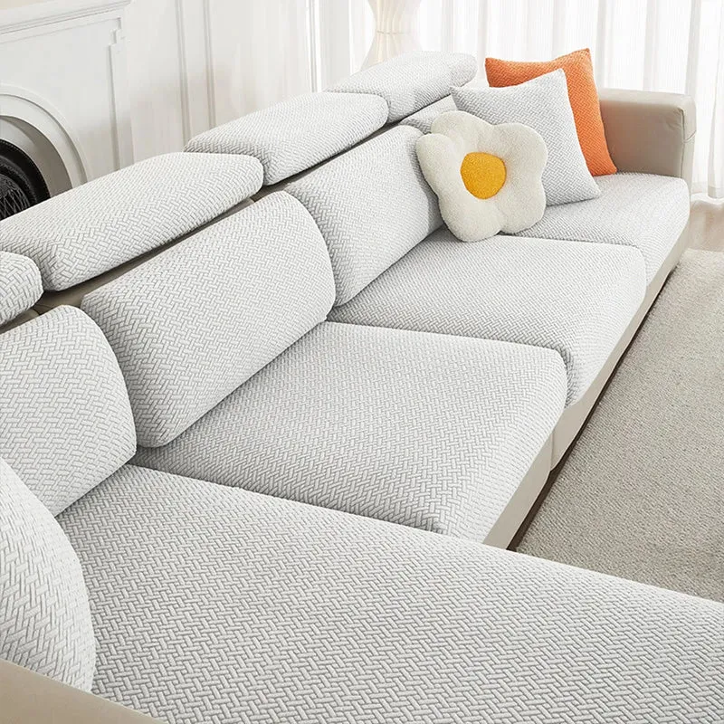 Housse de coussin extensible pour canapé velours damassé