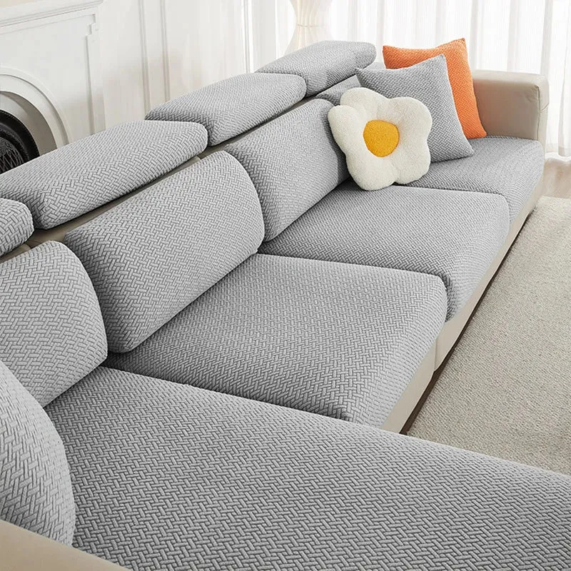 Housse de coussin extensible pour canapé velours damassé