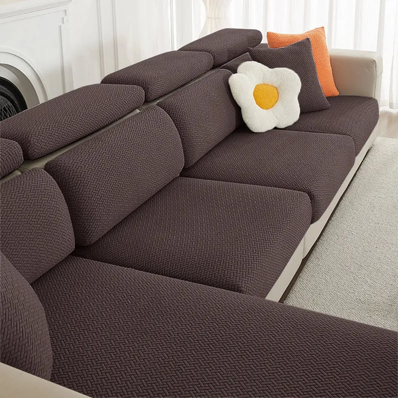 Housse de coussin extensible pour canapé velours damassé