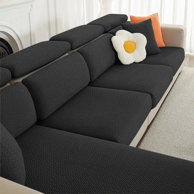Housse de coussin extensible pour canapé velours damassé
