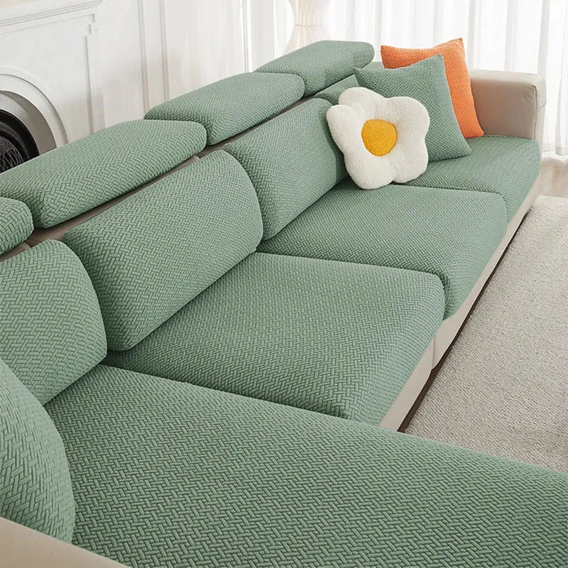 Housse de coussin extensible pour canapé velours damassé