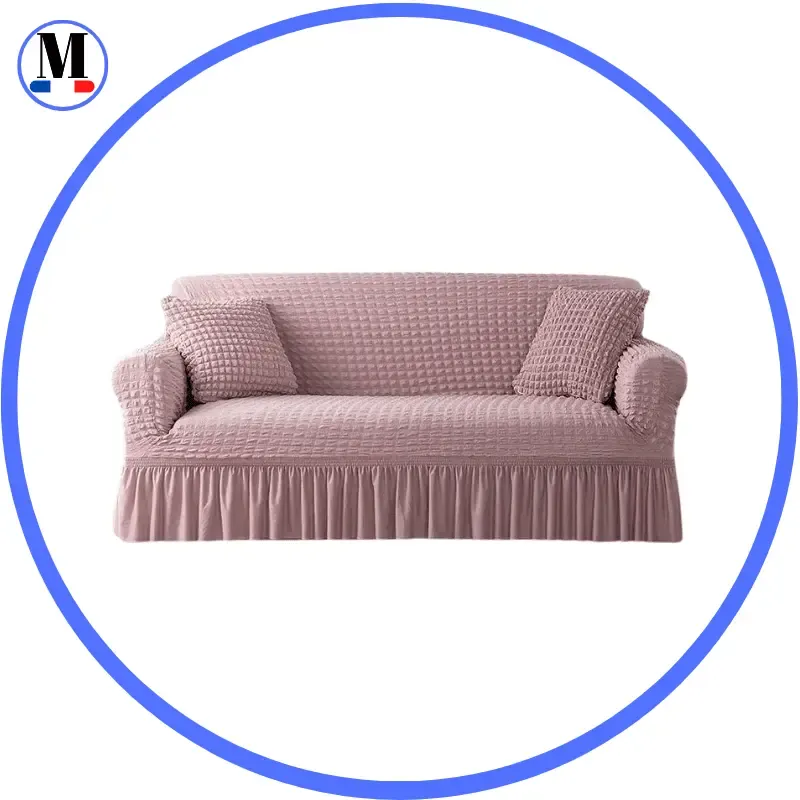 Microfibre Jupe Rose - Housse de Canapé Extensible