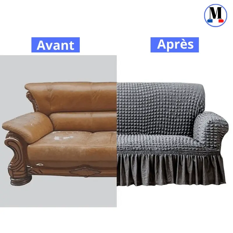 Microfibre Jupe Marron Clair - Housse de Canapé Extensible