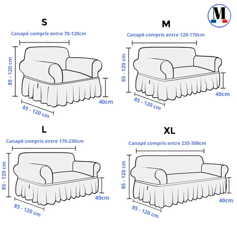 Microfibre Jupe Rouge Vin - Housse de Canapé Extensible