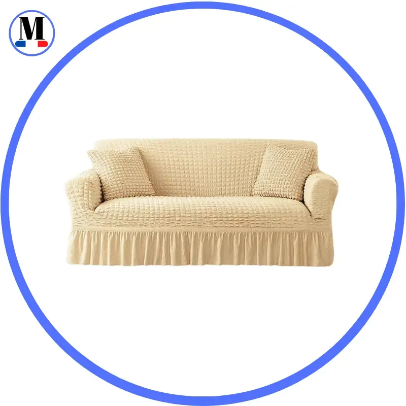 Microfibre Jupe Beige - Housse de Canapé Extensible