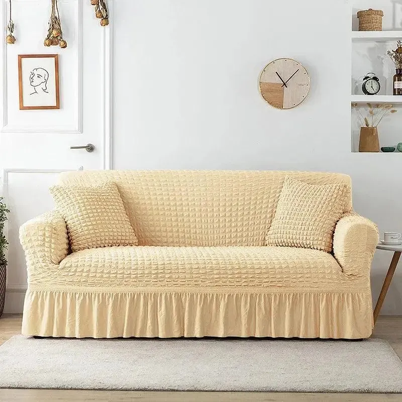 Microfibre Jupe Beige - Housse de Canapé Extensible