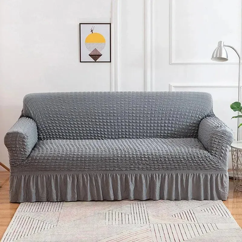 Microfibre Jupe Gris - Housse de Canapé Extensible