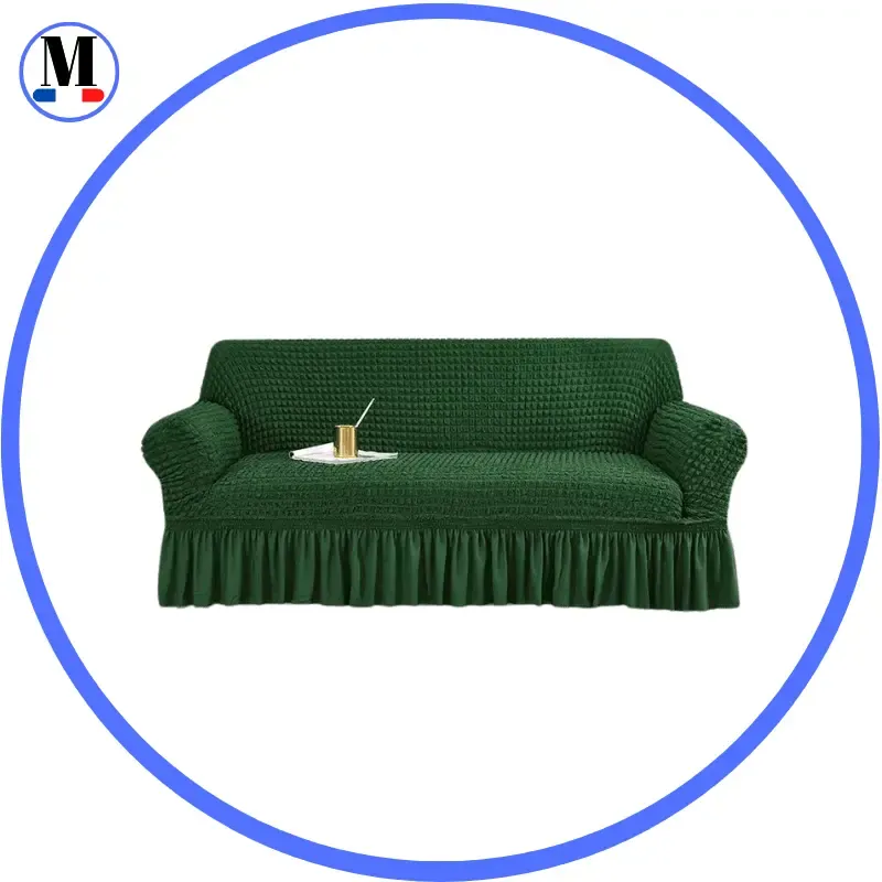 Microfibre Jupe Vert - Housse de Canapé Extensible