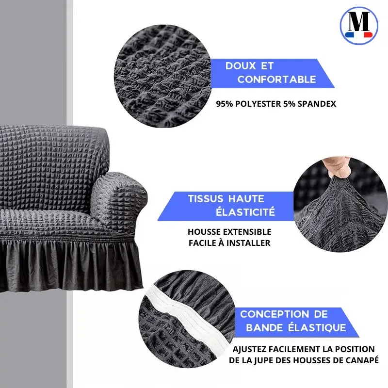 Microfibre Jupe Vert - Housse de Canapé Extensible