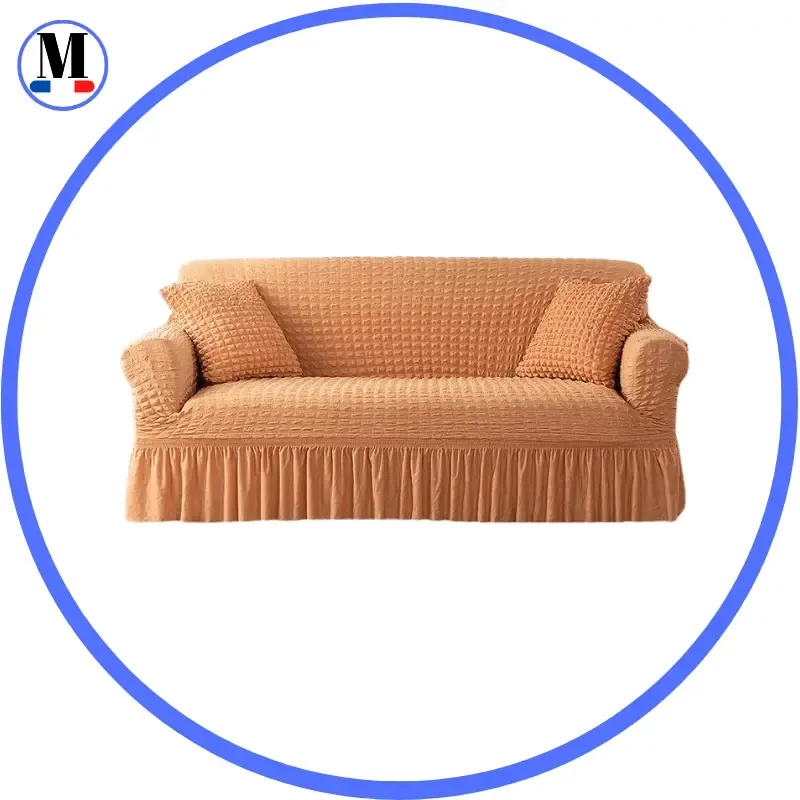 Microfibre Jupe Orange - Housse de Canapé Extensible