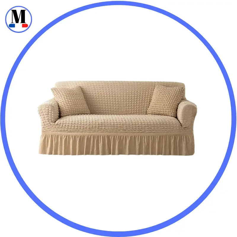 Microfibre Jupe Creme - Housse de Canapé Extensible