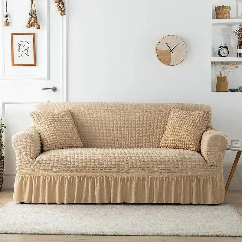 Microfibre Jupe Creme - Housse de Canapé Extensible