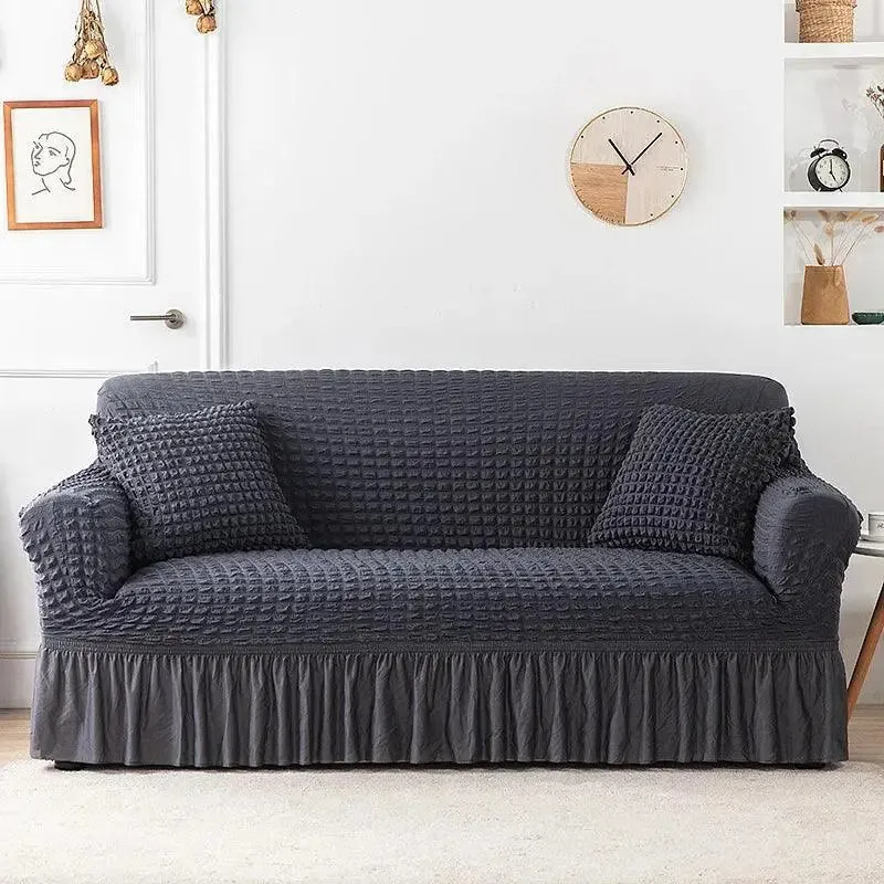 Microfibre Jupe Gris foncé - Housse de Canapé Extensible