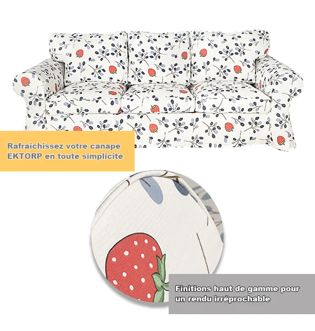 Housse pour canapé IKEA EKTORP 2 places, 3 places, convertible 20 motifs 100%coton
