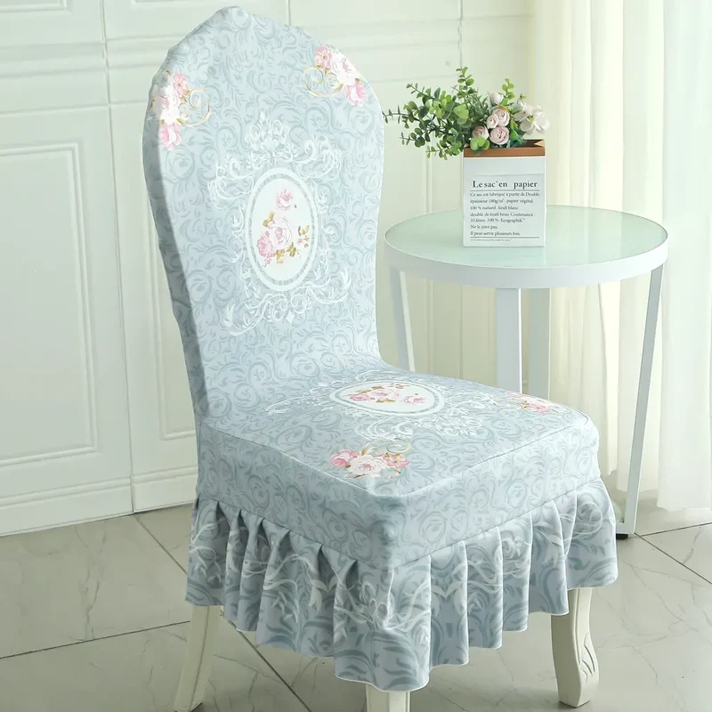 Housse de chaise baroque louis 16 ancienne luxe avec jupe