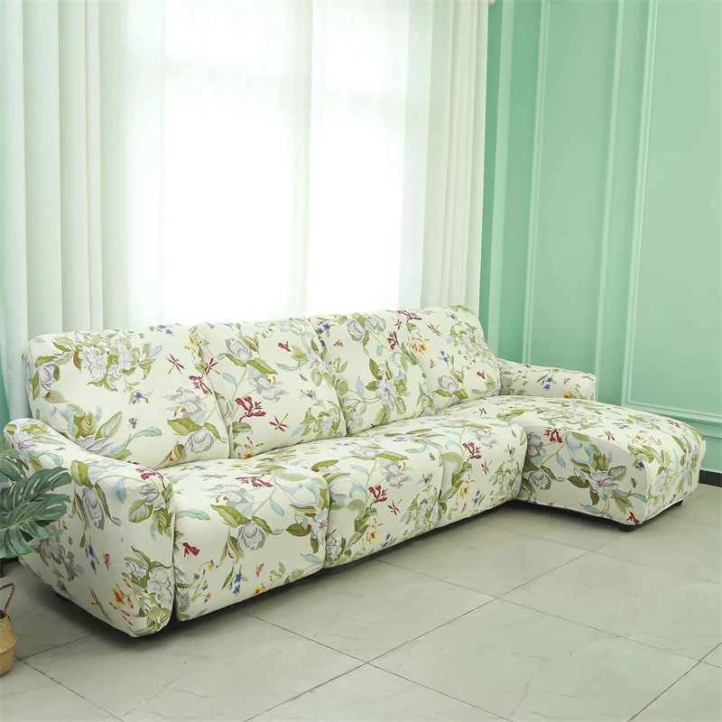 Housses pour canapé d'angle relax inclinable avec méridienne lycra 15 motifs