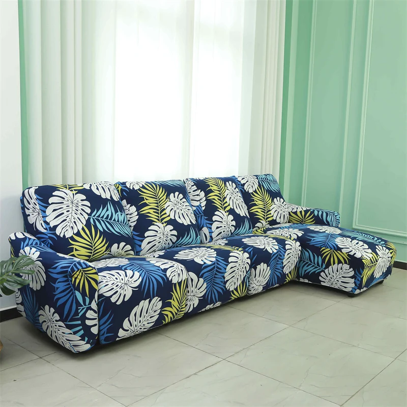 Housses pour canapé d'angle relax inclinable avec méridienne lycra 15 motifs