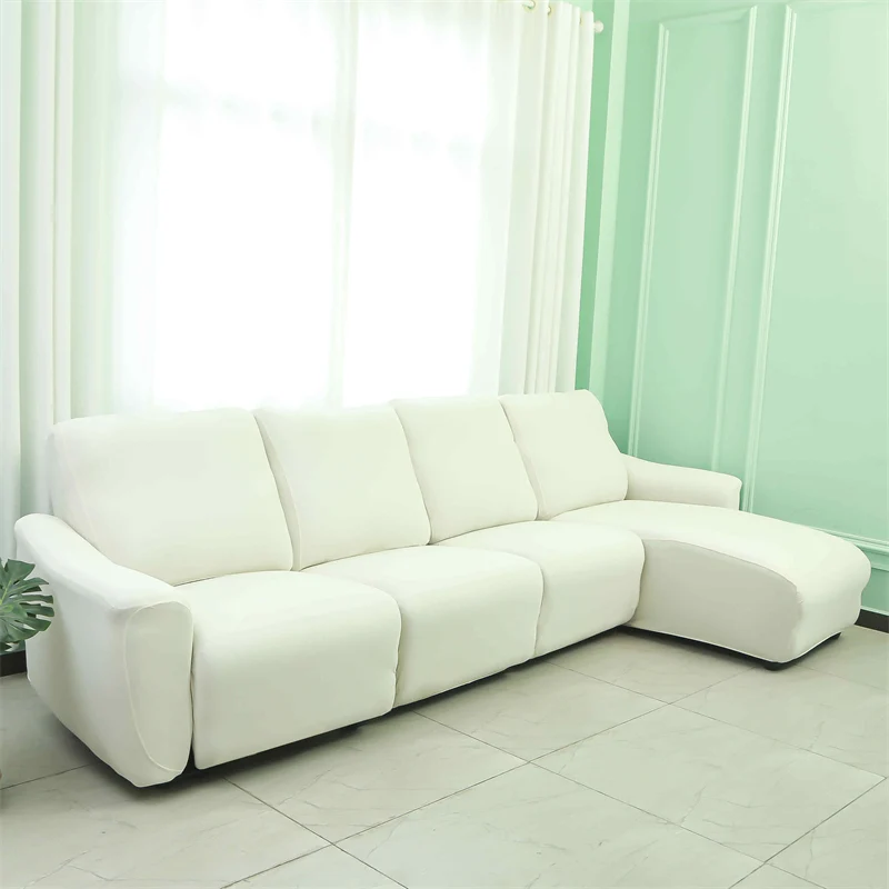 Housses pour canapé d'angle relax inclinable avec méridienne lycra couleurs unies