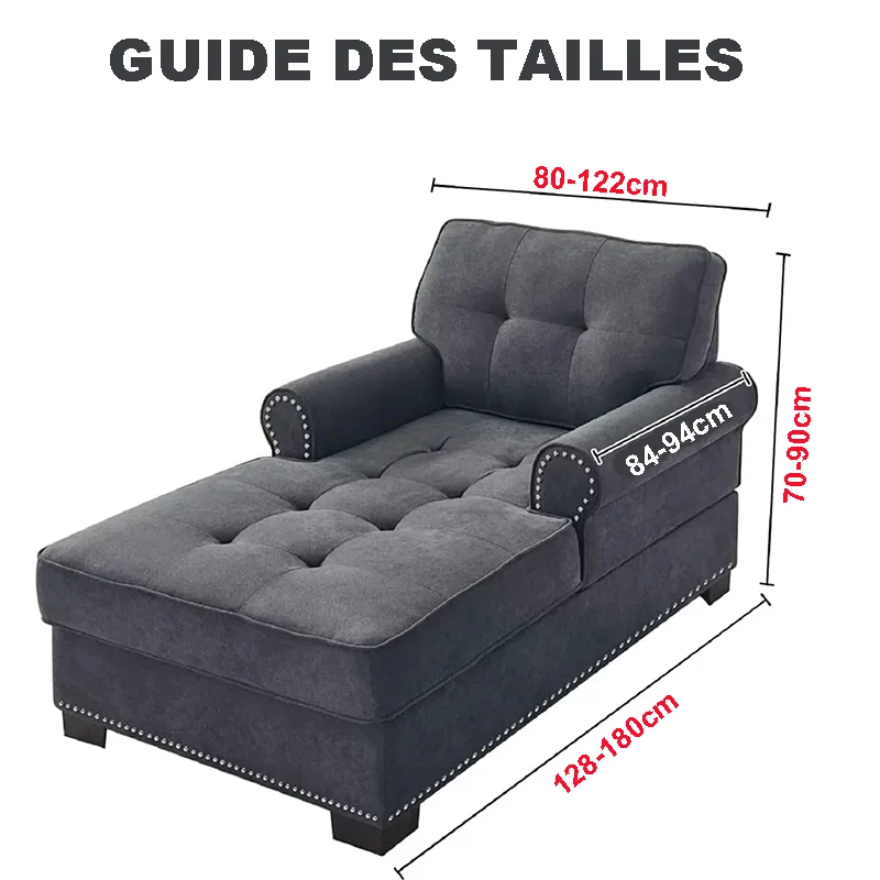 housse pour méridienne et chaise longue avec double accoudoir en velours
