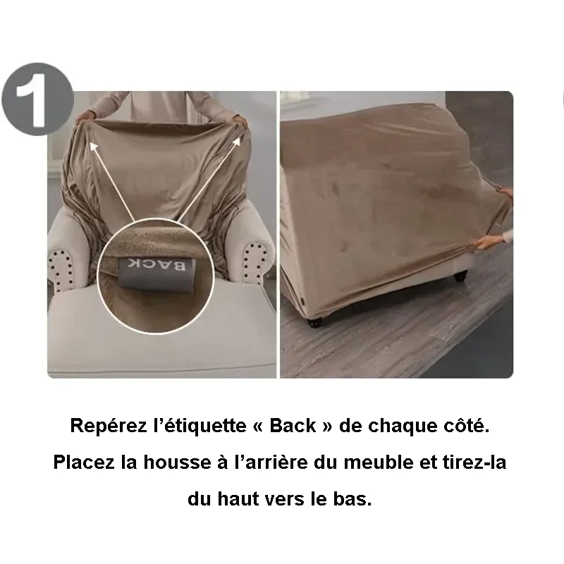 housse pour méridienne et chaise longue avec double accoudoir en velours
