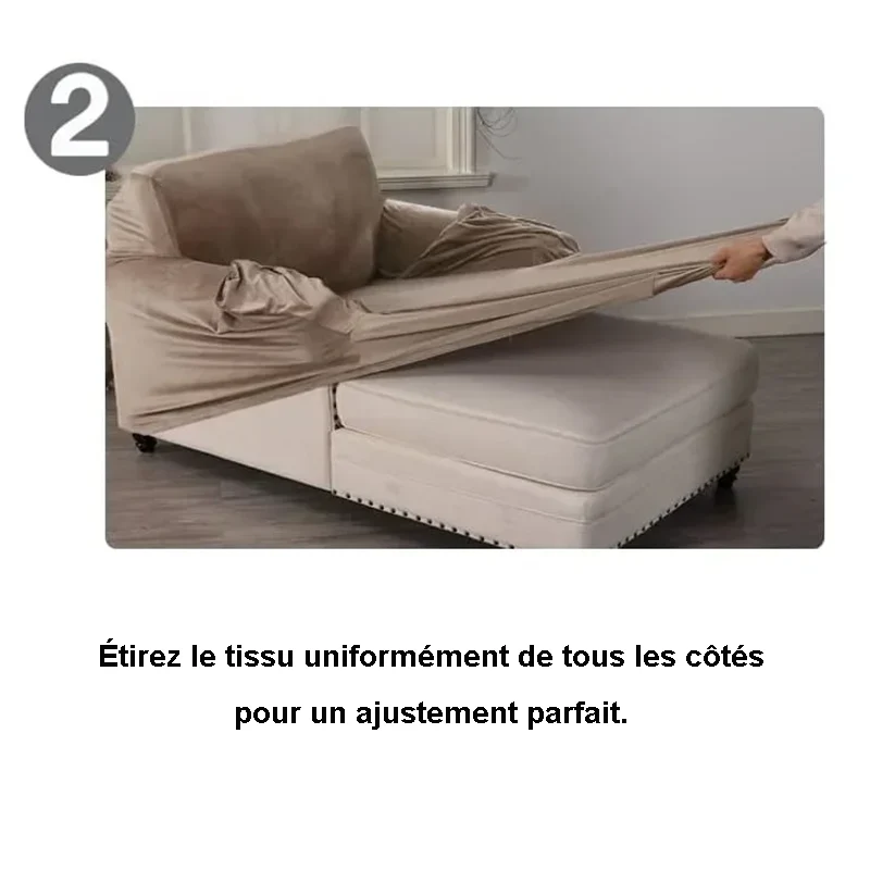 housse pour méridienne et chaise longue avec double accoudoir en velours