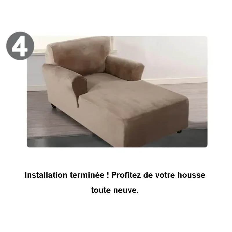 housse pour méridienne et chaise longue avec double accoudoir en velours