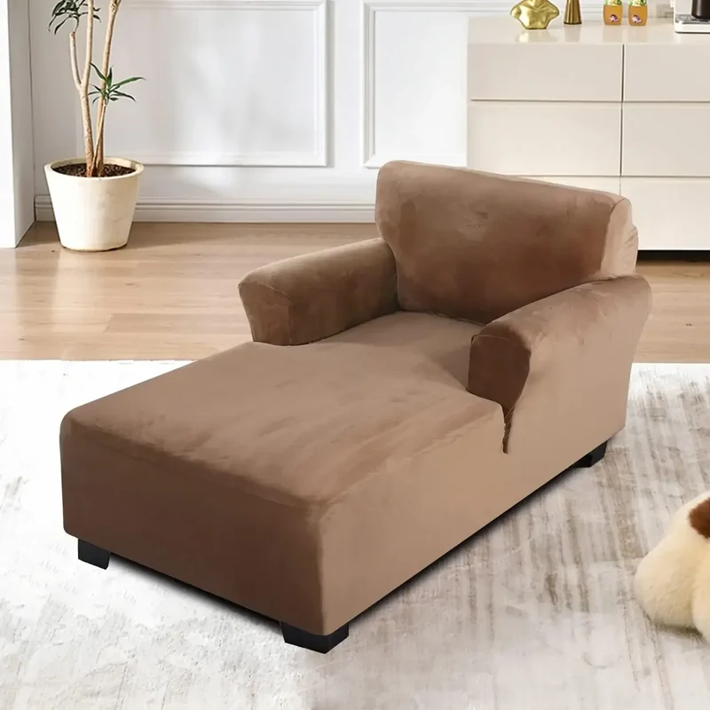 housse pour méridienne et chaise longue avec double accoudoir en velours