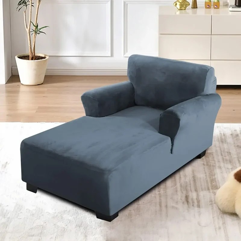 housse pour méridienne et chaise longue avec double accoudoir en velours