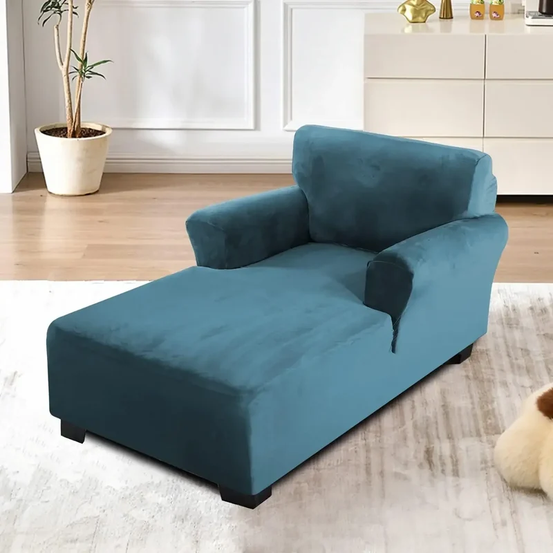housse pour méridienne et chaise longue avec double accoudoir en velours