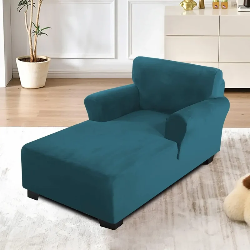 housse pour méridienne et chaise longue avec double accoudoir en velours