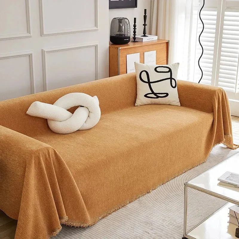 Plaid jeté de canapé grande taille chenille renforcée anti griffes de chat - 10 couleurs tendance