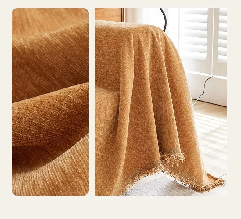 Plaid jeté de canapé grande taille chenille renforcée anti griffes de chat - 10 couleurs tendance