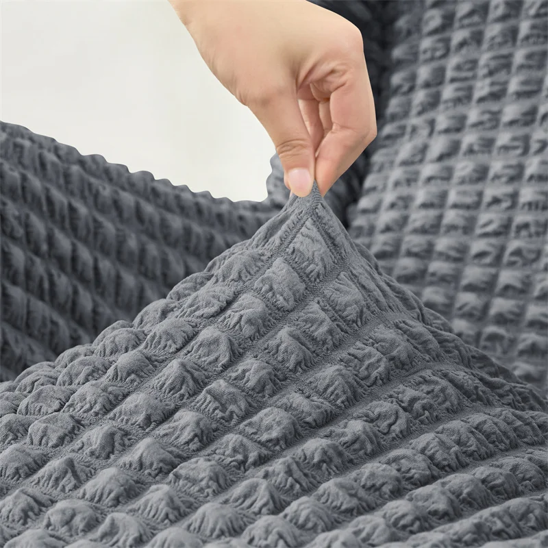 Housse pour fauteuil IKEA Strandmon avec jupe plissée texture gaufrée