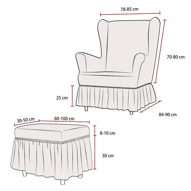 Housse pour fauteuil IKEA Strandmon avec jupe plissée texture gaufrée
