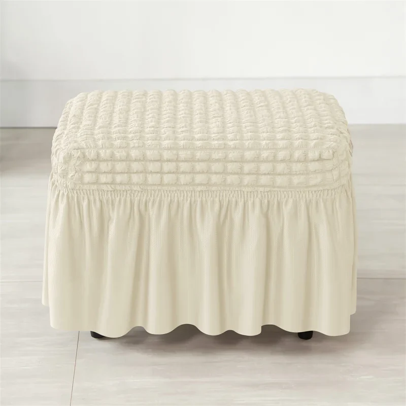 Housse pour fauteuil IKEA Strandmon avec jupe plissée texture gaufrée