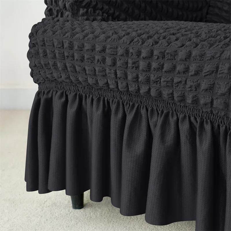 Housse pour fauteuil IKEA Strandmon avec jupe plissée texture gaufrée